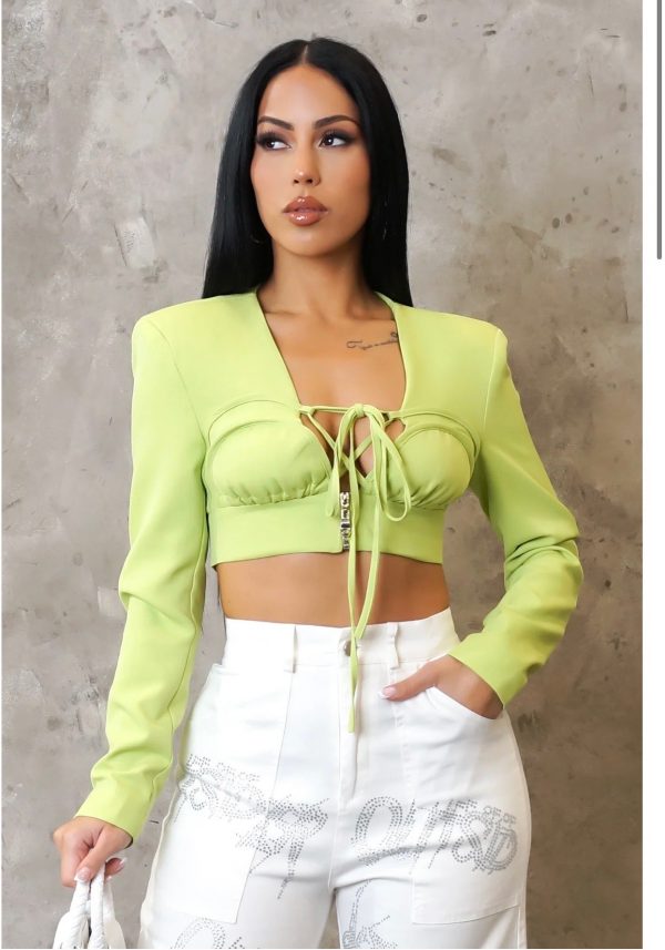 GOING CRAZY CROP TOP -GREEN - Image 2