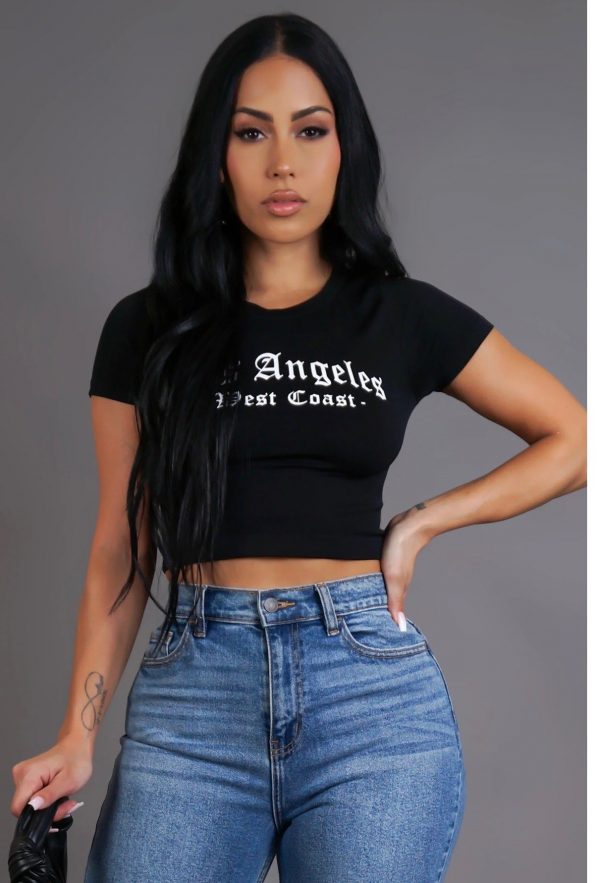 WEST COAST CROP TOP-BLACK
