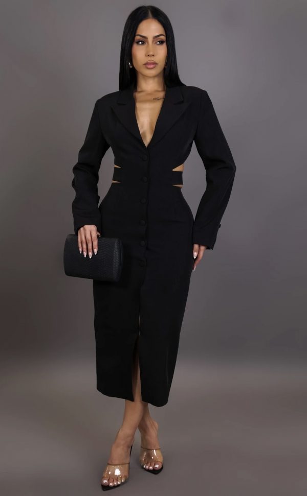 HAPPY HARMONY MIDI DRESS-BLACK