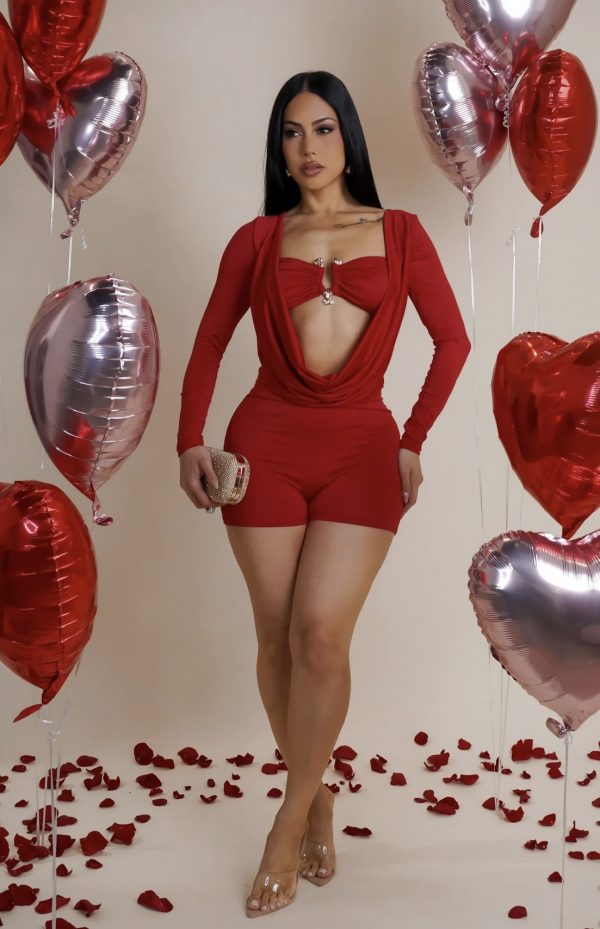 vogue romper - red