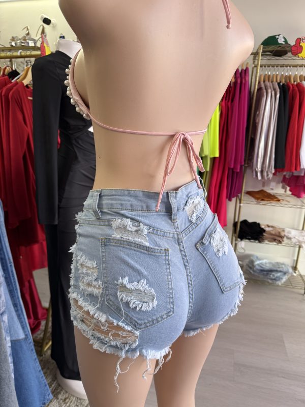 SHORTS CORTOS DE MEZCLILLA RASGADOS DE CINTURA ALTA - Image 2